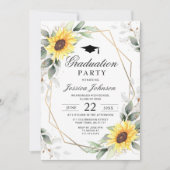 Watercolor Sunflower Eucalyptus  Graduation Party  Invitation (Front)