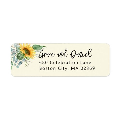 Watercolor Sunflower Eucalyptus Return Address Label