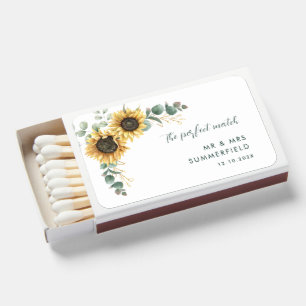 Watercolor Sunflower Eucalyptus Wedding Favors Matchboxes