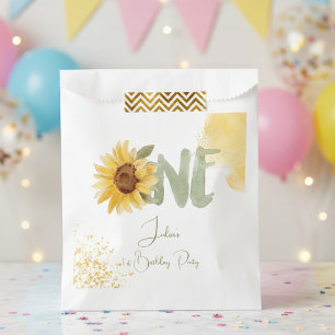Watercolor sunflower first Birthday Favor Bag