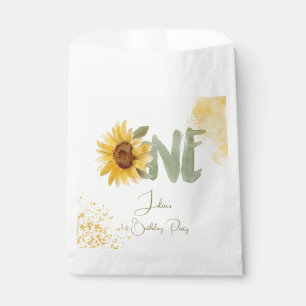 Watercolor sunflower first Birthday Favor Bag
