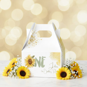 Watercolor sunflower first Birthday Favor Boxes