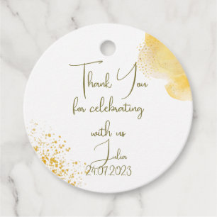 Watercolor sunflower first Birthday thank you Favor Tags