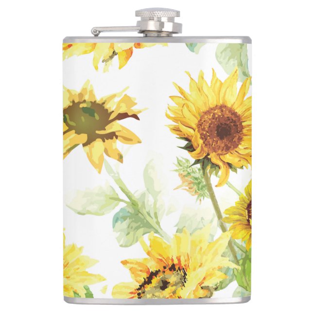 Watercolor Sunflower Flask (Front)