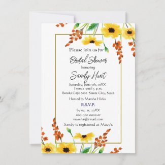 Watercolor Sunflower Floral Bridal Shower