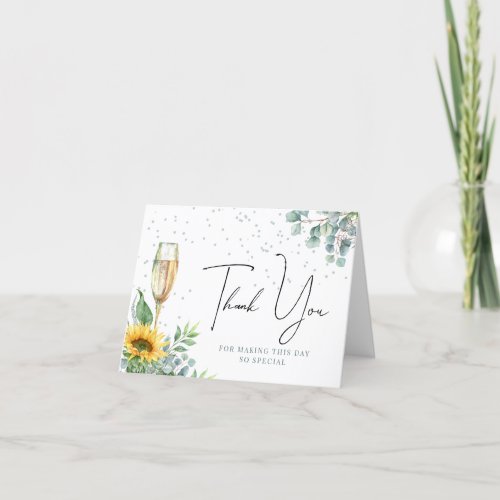 Watercolor Sunflower Floral Bridal Shower Thank You Card