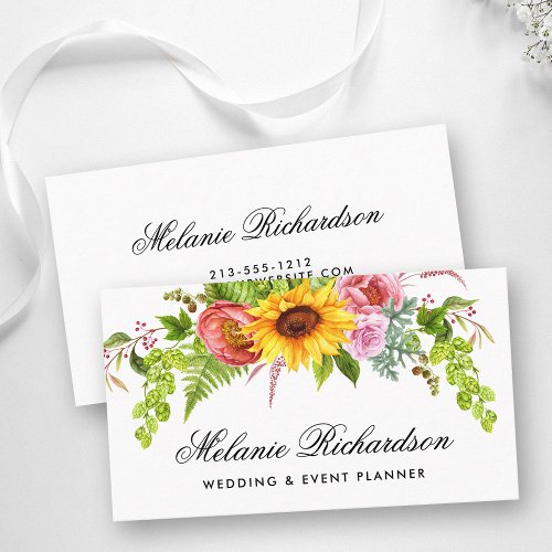 Watercolor Sunflower Floral Business Card
