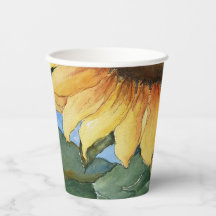 Watercolor Sunflower Floral Farm Garden Paper Cup