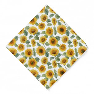 Watercolor Sunflower Floral Pattern Bandana