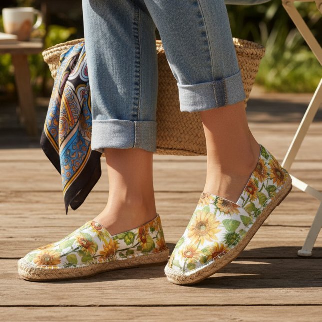 Watercolor Sunflower Floral Pattern | Botanical Espadrilles (Creator Uploaded)