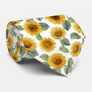 Watercolor Sunflower Floral Pattern Neck Tie