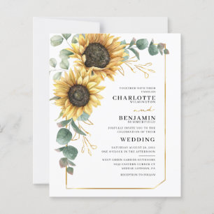 Watercolor Sunflower Floral Wedding Invitation