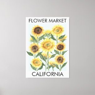 Watercolor Sunflower Flower Floral Canvas Print