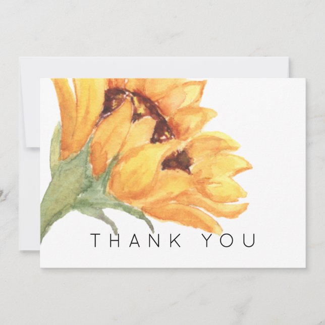 Watercolor Sunflower Funeral Thank You Card (Front)
