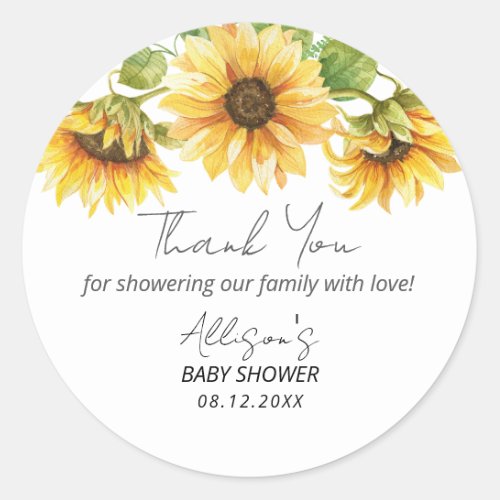 Watercolor Sunflower Garden Floral Neutral Gender Classic Round Sticker