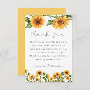 Watercolor Sunflower Garden Floral Neutral Gender Thank You Card
