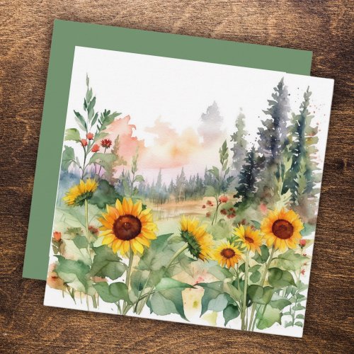 watercolor Sunflower Garden Nature