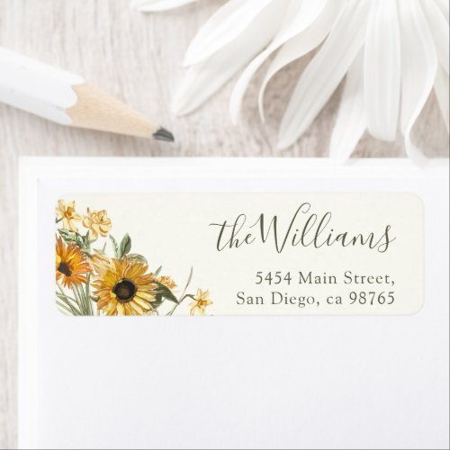 Watercolor Sunflower Gender Neutral Baby Shower Label