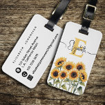 Watercolor Sunflower Girly Stylish Floral Monogram Luggage Tag<br><div class="desc">Add a touch of sunshine to your travels with this Watercolor Sunflower Girly Stylish Floral Monogram Luggage Tag! Featuring a beautiful watercolor sunflower and leaves design, this chic tag is the perfect accessory for your festive adventures. Personalize it with your monogram in sunny yellow and your name in elegant black...</div>