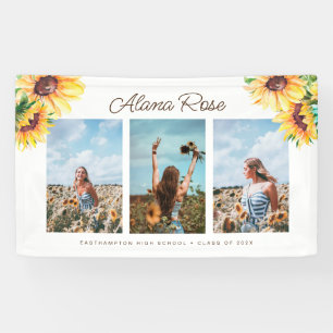 Watercolor Sunflower Graduation Banner