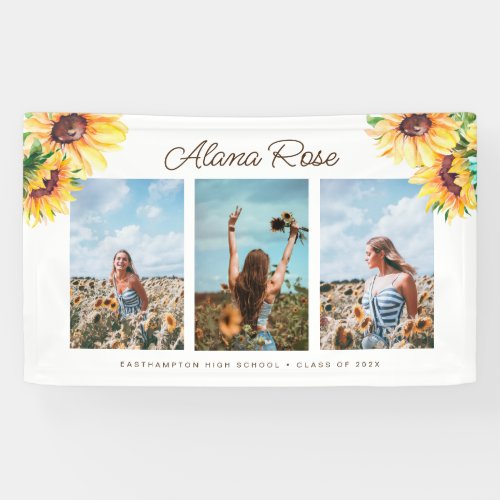 Watercolor Sunflower Graduation Banner