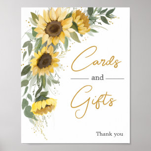 Watercolor Sunflower Greenery Cards and Gifts  Poster