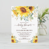 Watercolor Sunflower Greenery Garden Baby Shower Invitation (Standing Front)