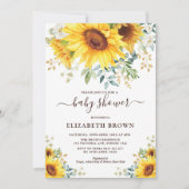 Watercolor Sunflower Greenery Garden Baby Shower Invitation (Front)