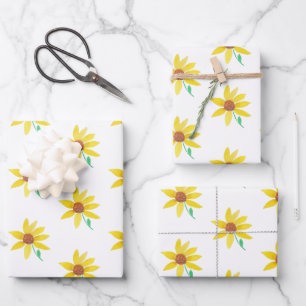 Watercolor Sunflower Hand Painted Pretty Pattern Wrapping Paper Sheets