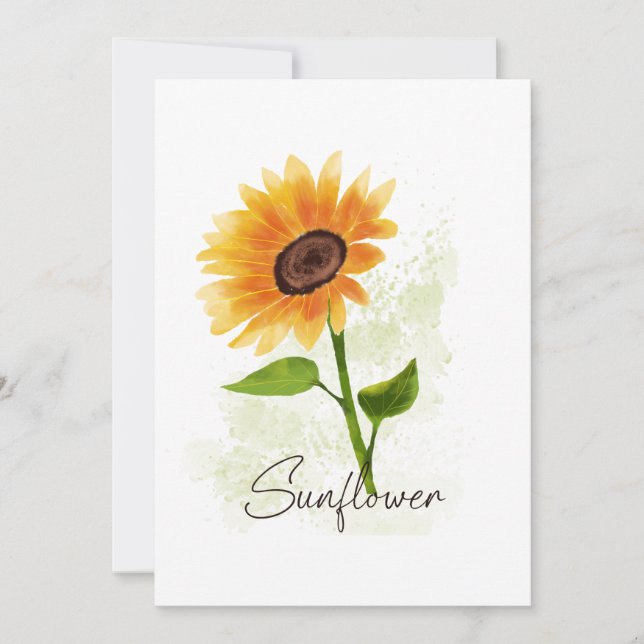 Watercolor Sunflower Illustration – Bright & Cheer Invitation (Front)