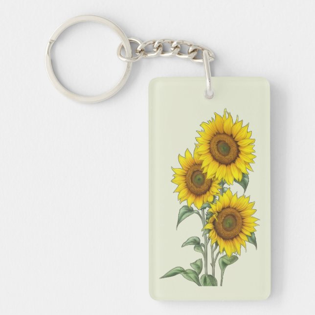 Watercolor Sunflower  Keychain (Front)