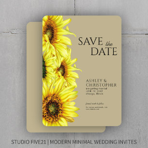 Watercolor Sunflower Khaki Wedding Shower Save The Date