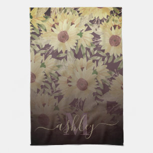 Watercolor Sunflower Kitchen Towel