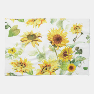 Watercolor Sunflower Kitchen Towel