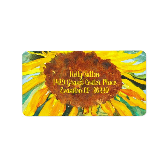 Watercolor Sunflower Label (Front)