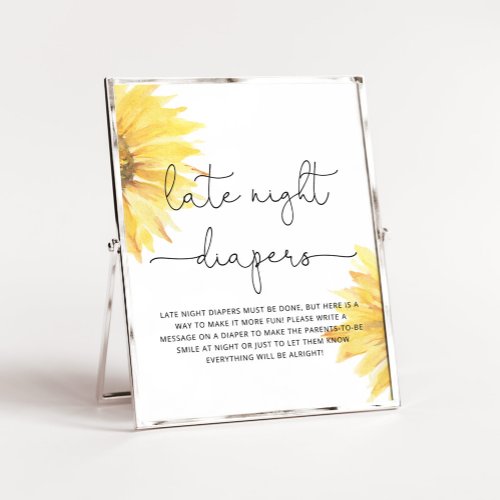 Watercolor sunflower Late night diapers Poster