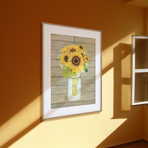 Watercolor Sunflower Mason Jar Rustic Decoupage Tissue Paper