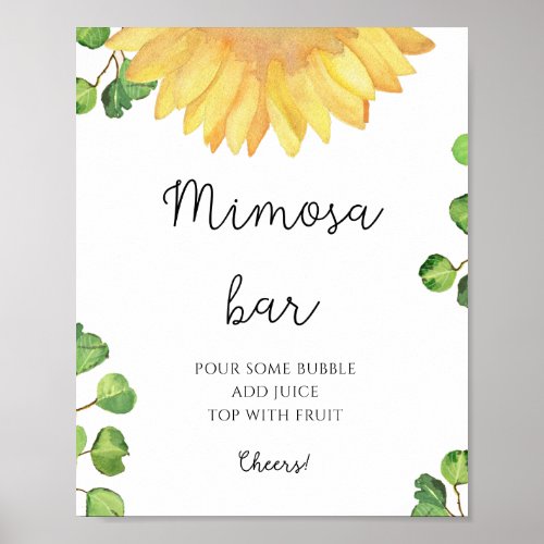 Watercolor sunflower mimosa bar  poster