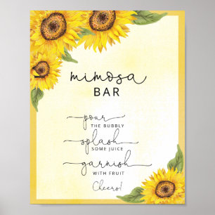 Watercolor sunflower mimosa bar sign