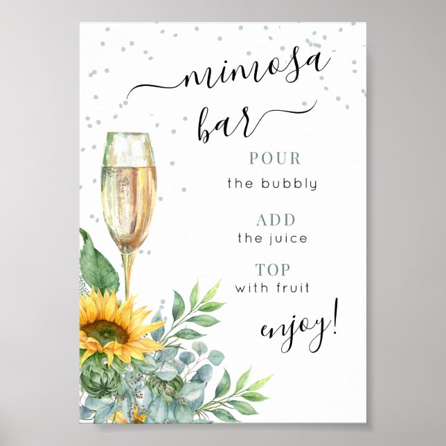 Watercolor Sunflower Mimosa Bar Sign (Front)