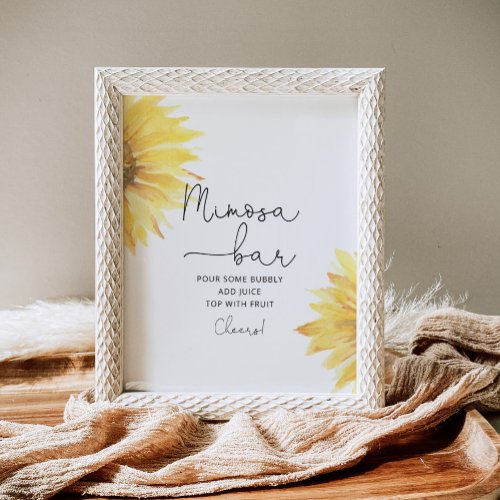 Watercolor sunflower mimosa bar sign