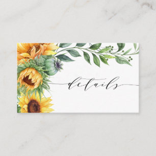 Watercolor Sunflower Modern Details Enclosure Card