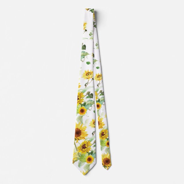 Watercolor Sunflower Neck Tie (Front)