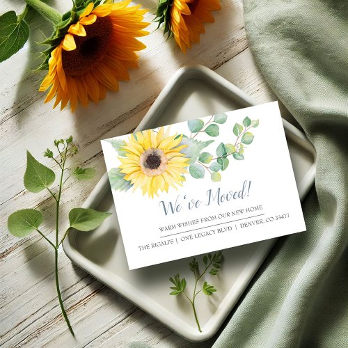 Watercolor Sunflower New Home Moving Announcement
