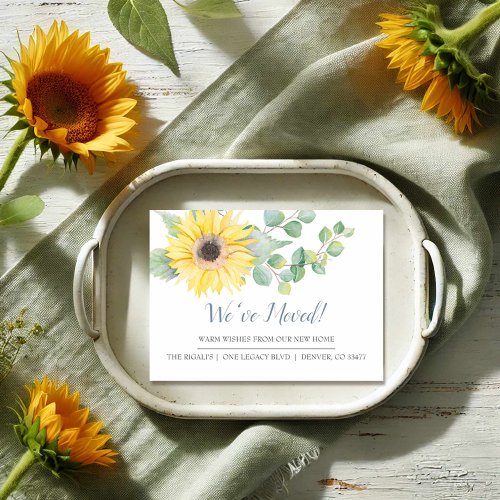 Watercolor Sunflower New Home Moving Announcement