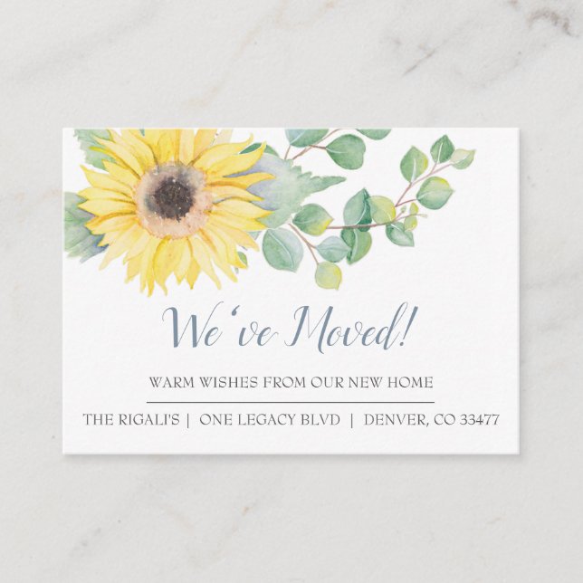 Watercolor Sunflower New Home Moving Announcement (Front)