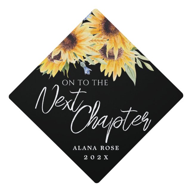 Watercolor Sunflower Next Chapter Tassel Topper (Front)