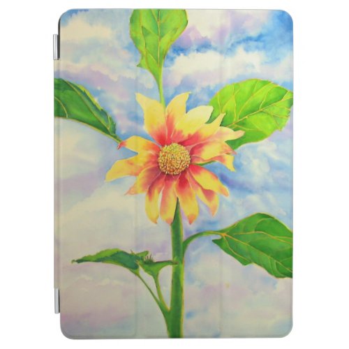 Watercolor sunflower painting yellow orange floral iPad air cover