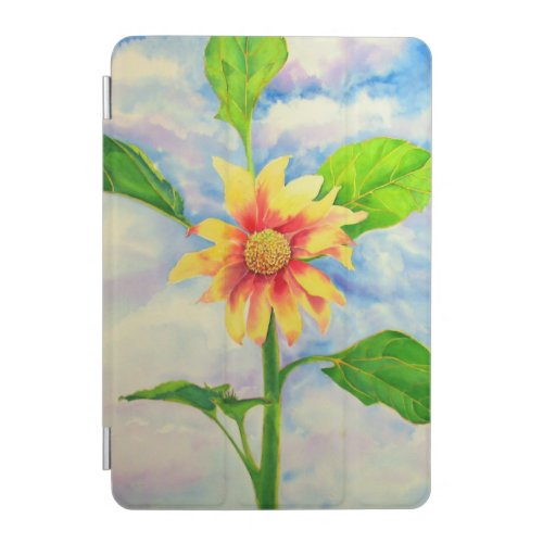 Watercolor sunflower painting yellow orange floral iPad mini cover