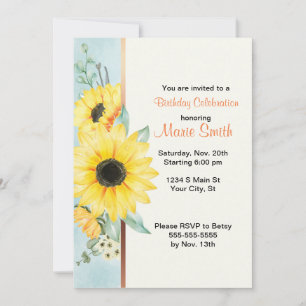Watercolor Sunflower Party Invitation – Editable